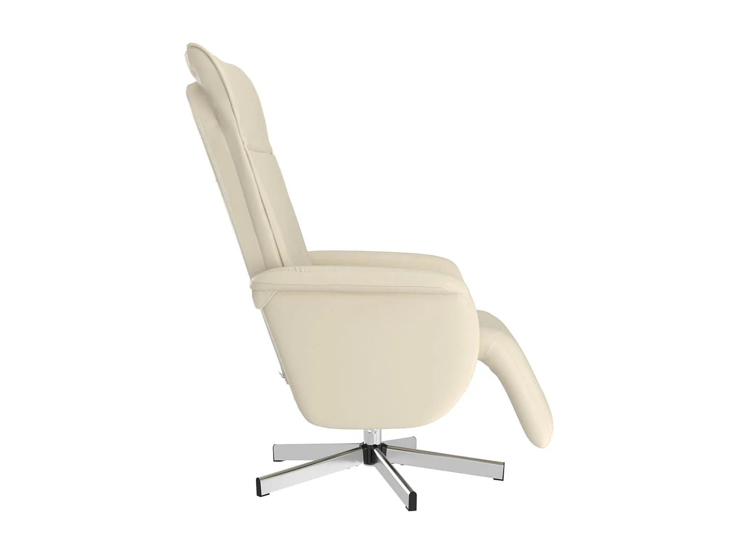 Fauteuil inclinable de massage et repose-pieds crème similicuir REO41071