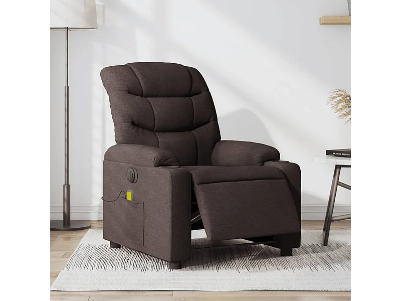 Fauteuil de massage inclinable électrique Marron foncé Tissu REO26490