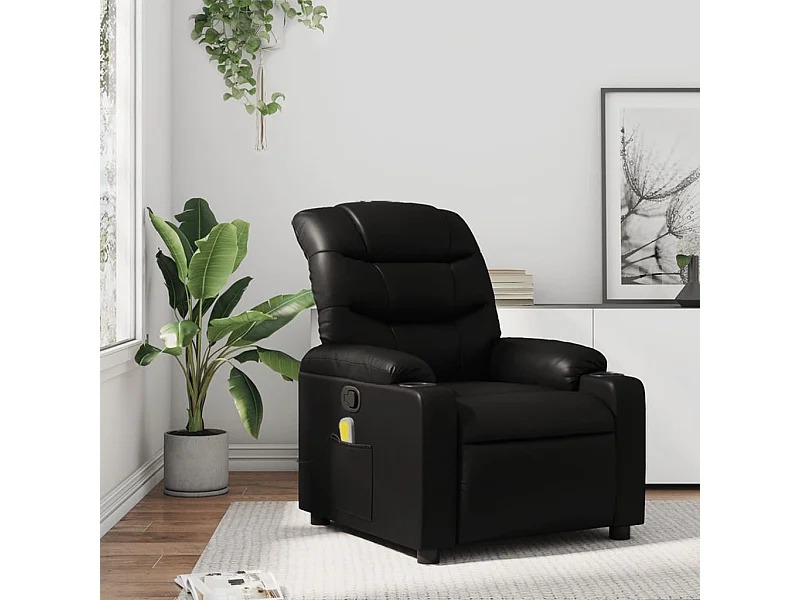 Fauteuil de massage inclinable Noir Similicuir REO25806