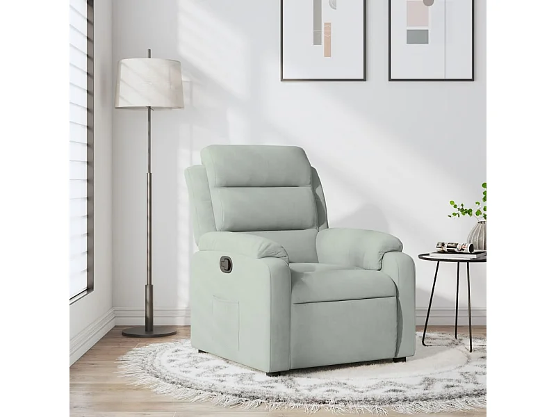 Sillón reclinable de terciopelo gris claro YOE46334