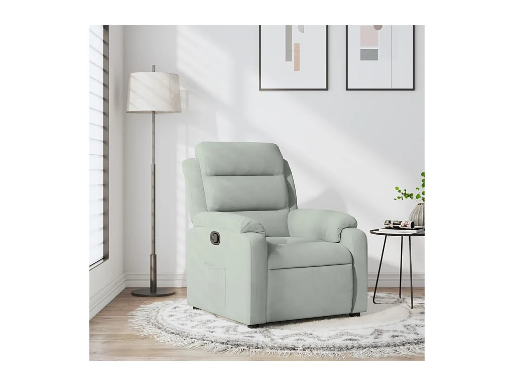 Fauteuil inclinable gris clair velours REO13575