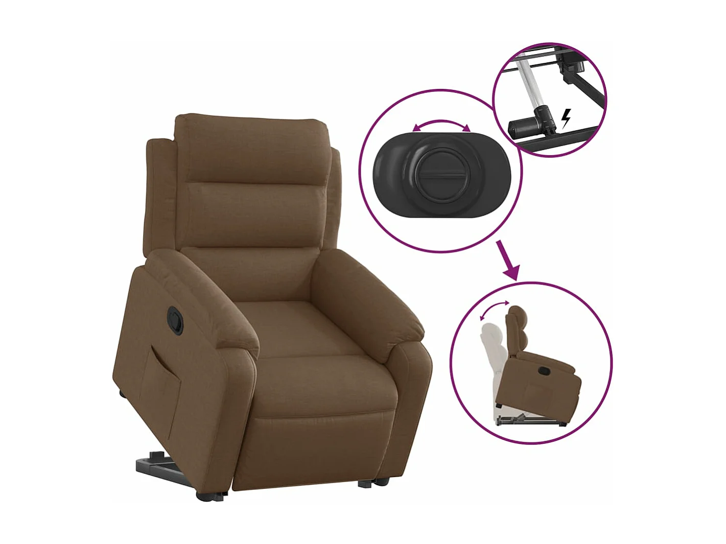 Fauteuil inclinable Marron Tissu REO14572