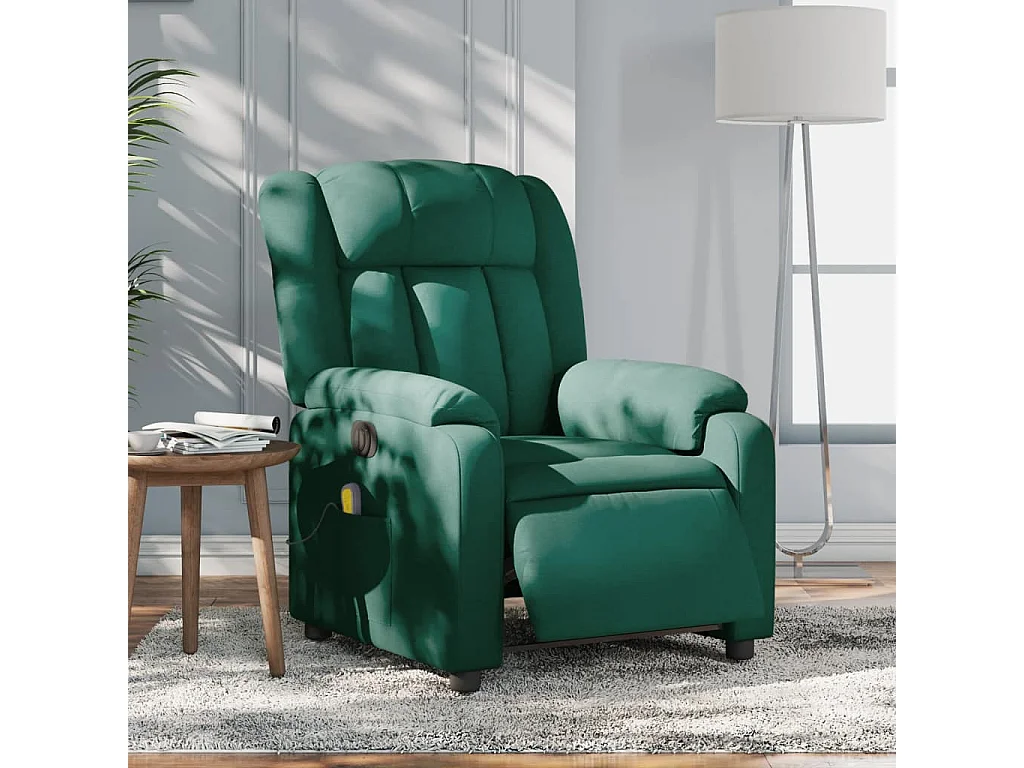 Fauteuil de massage inclinable électrique Vert foncé Tissu REO55610