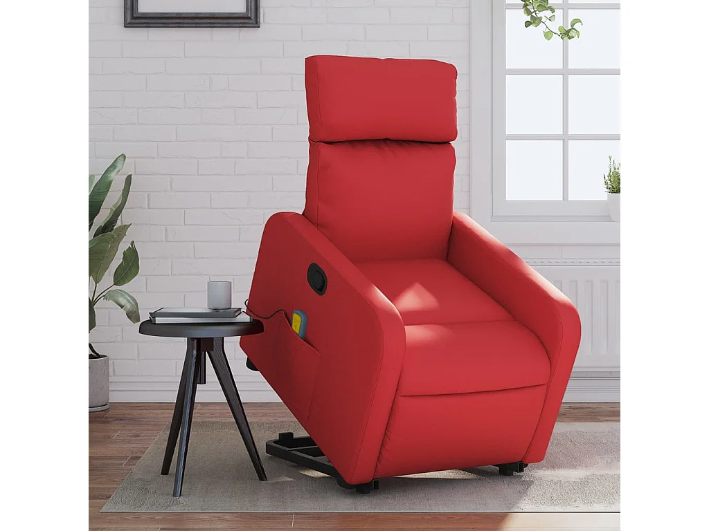 Fauteuil inclinable de massage Rouge Similicuir REO61636