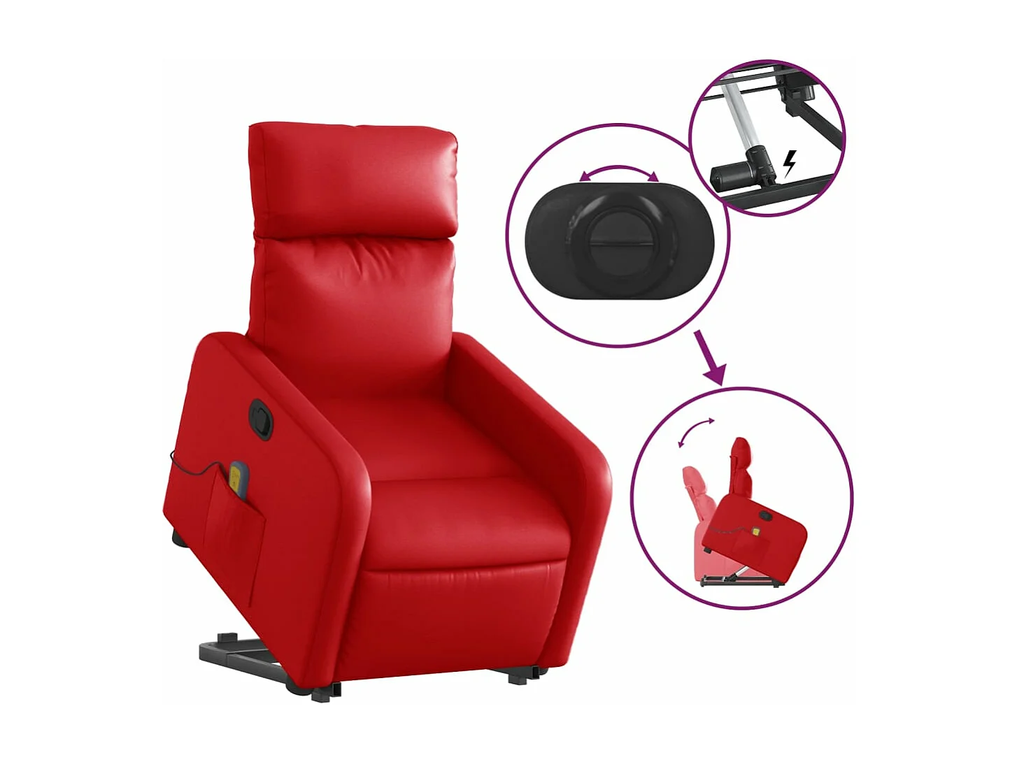 Sillón reclinable de masaje de pie cuero artificial rojo YOE13376