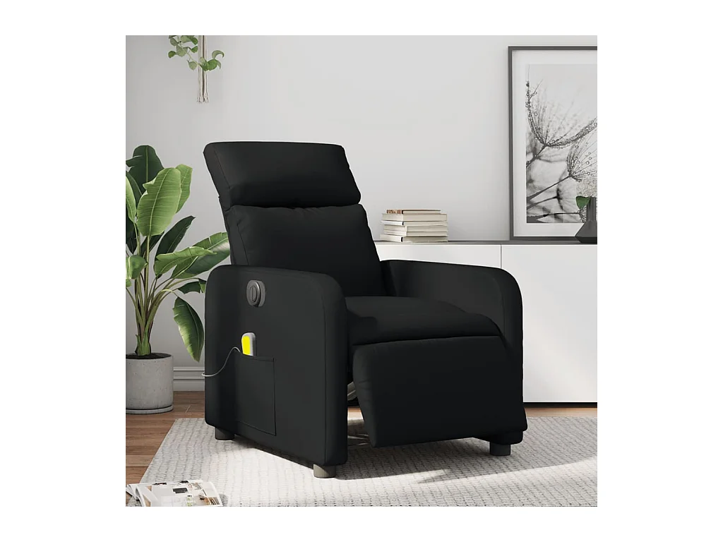 Fauteuil de massage inclinable électrique noir similicuir REO60284