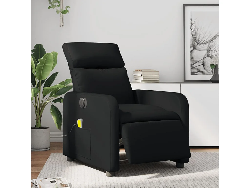 Fauteuil de massage inclinable électrique noir similicuir REO60284