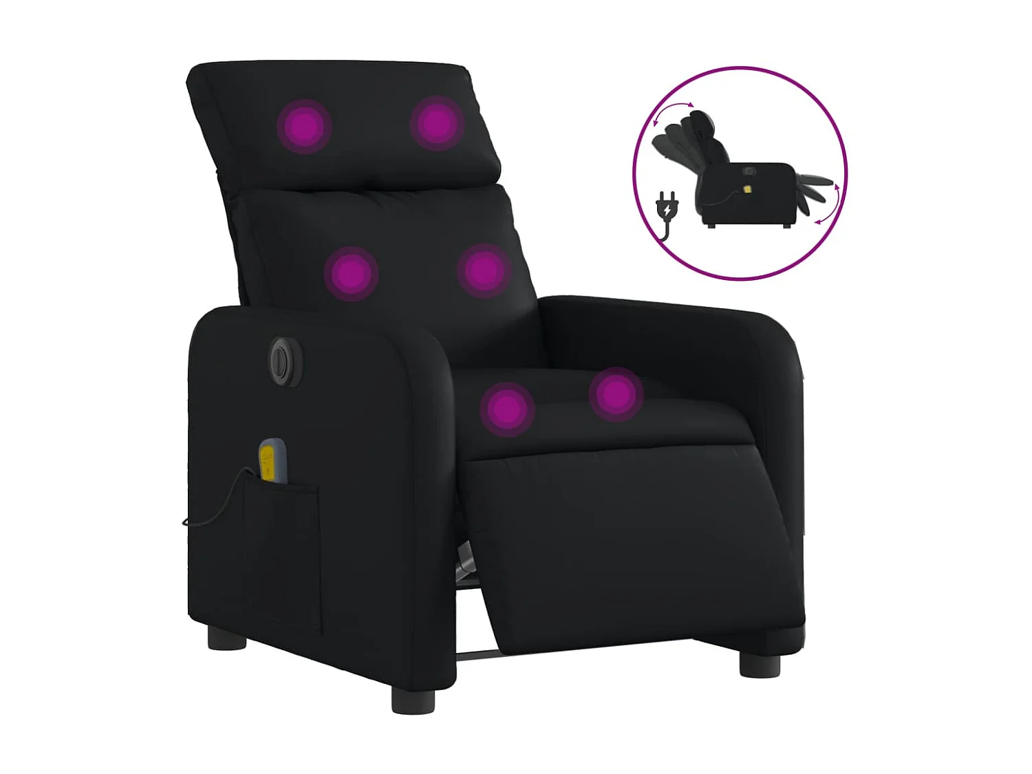 Fauteuil de massage inclinable électrique noir similicuir REO60284