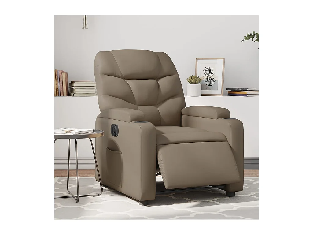 Fauteuil verstelbaar elektrisch kunstleer cappuccinokleurig NL832988