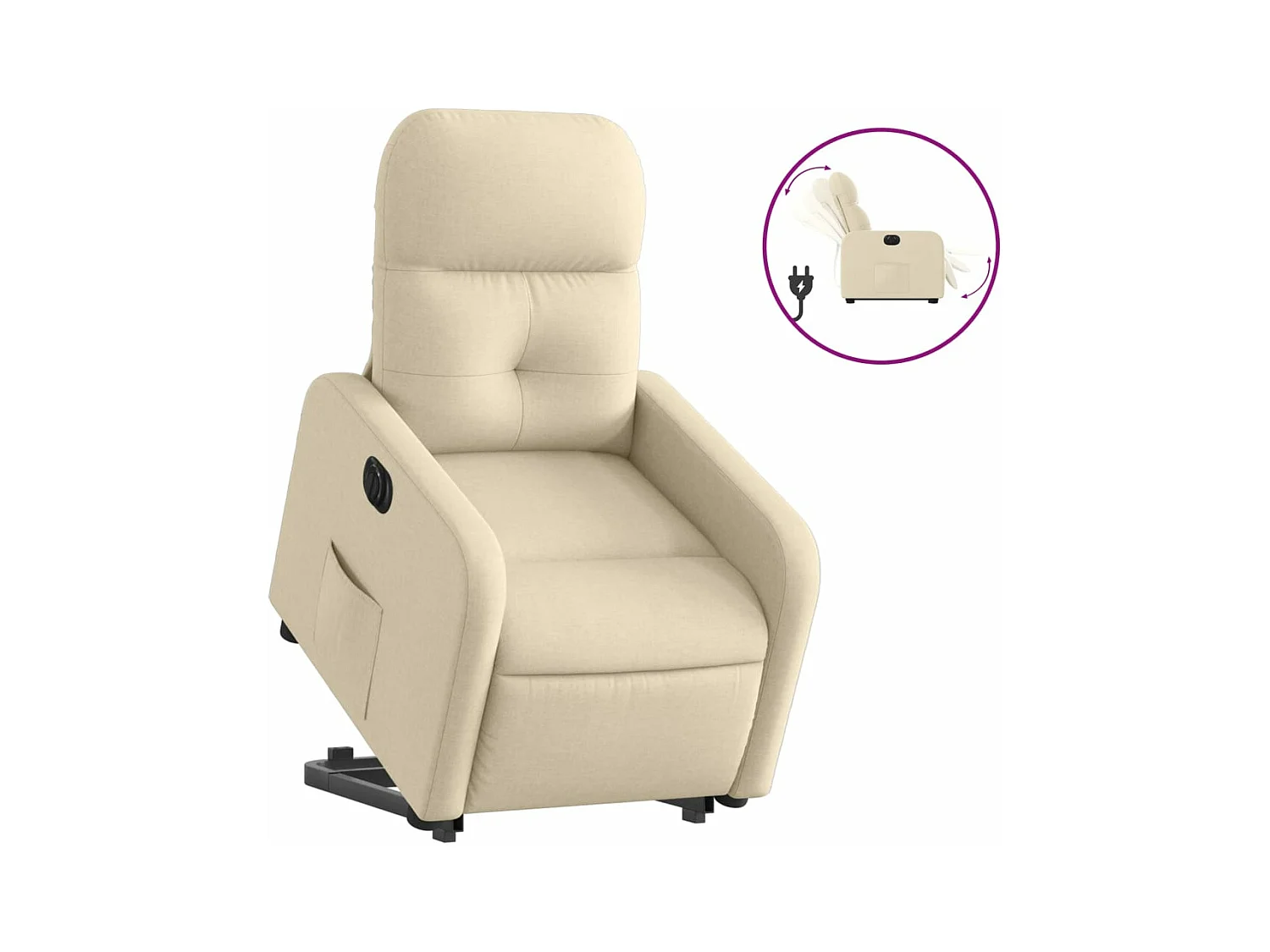 Fauteuil inclinable électrique crème tissu REO37637