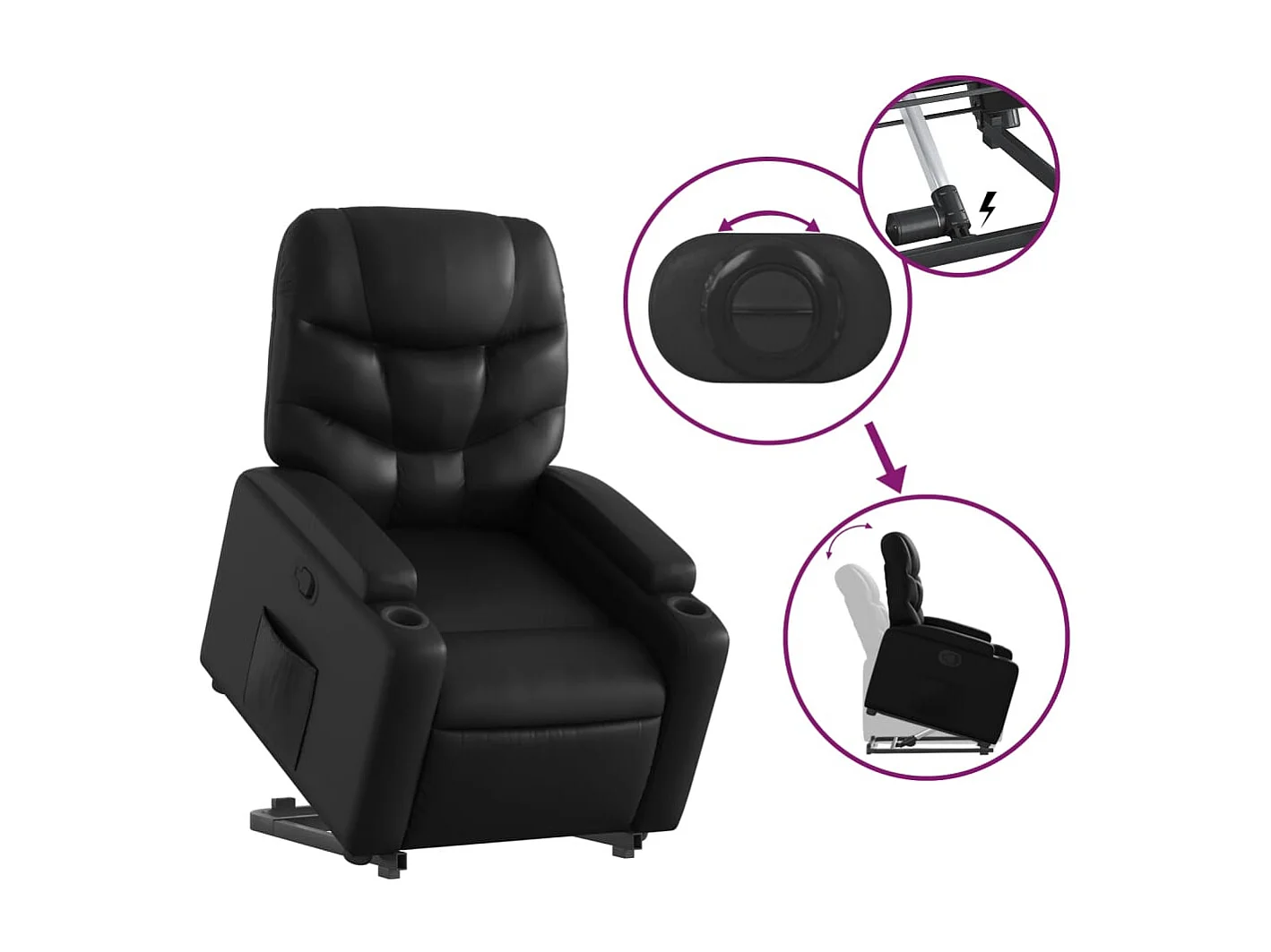 Fauteuil inclinable Noir Similicuir REO65194