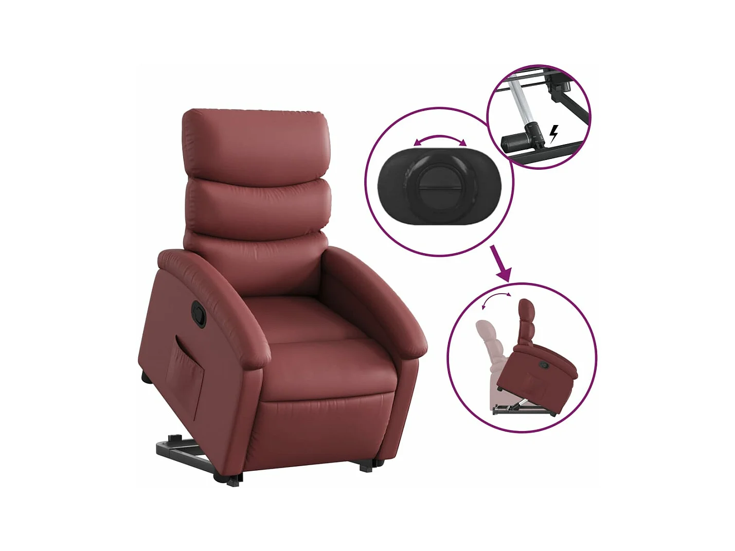 Fauteuil inclinable Rouge bordeaux Similicuir REO80724