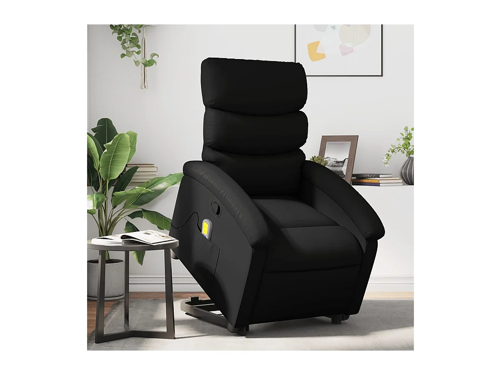 Fauteuil inclinable de massage Noir Similicuir REO14608