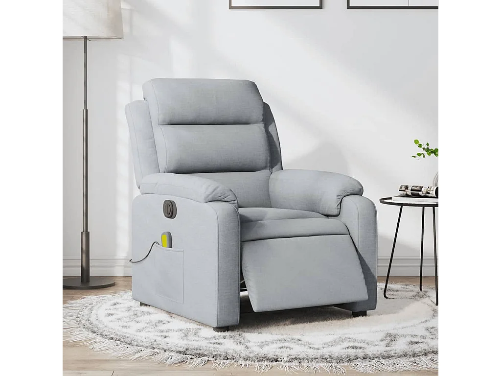 Fauteuil de massage inclinable électrique gris clair tissu REO24507