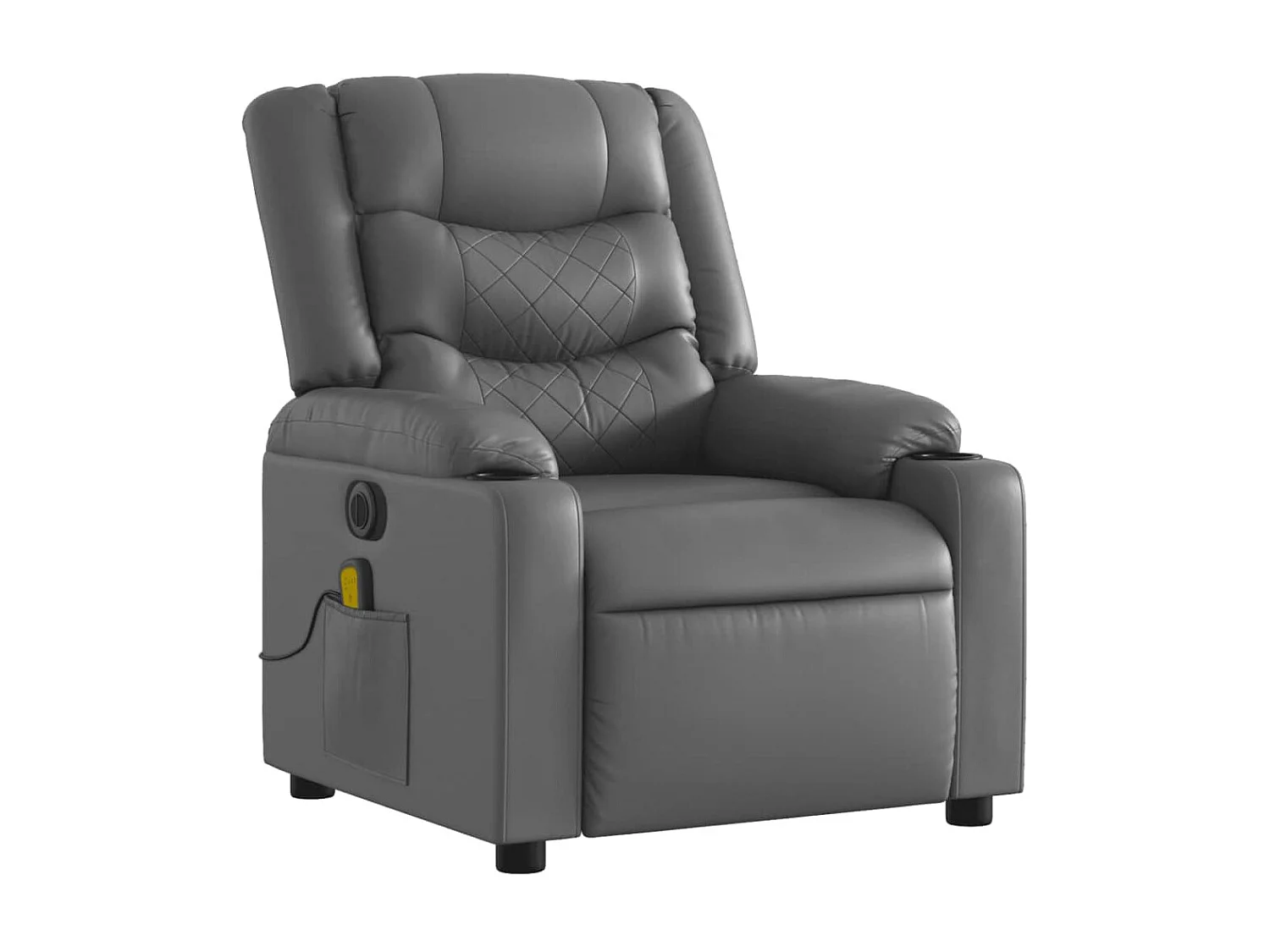 Sillón de masaje reclinable eléctrico cuero sintético gris YOE77869