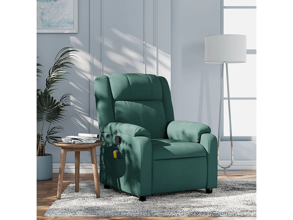 Fauteuil de massage inclinable Vert foncé Tissu REO38191