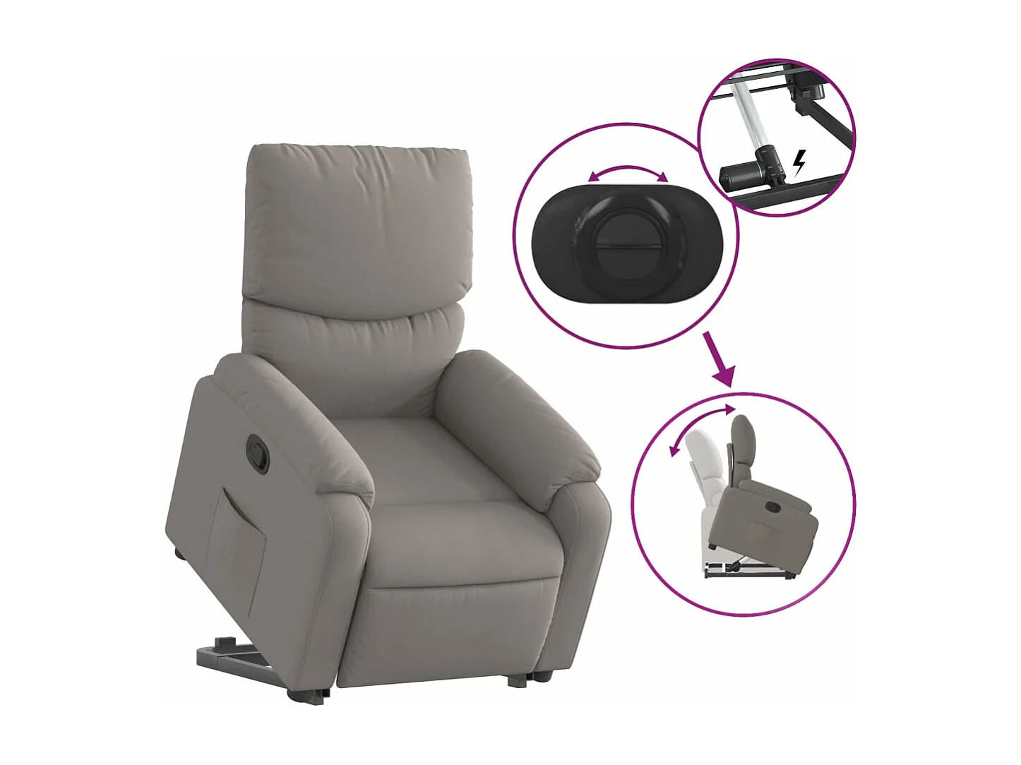 Relaxsessel | Fernsehsessel mit Aufstehhilfe Taupe Stoff -gkd957024