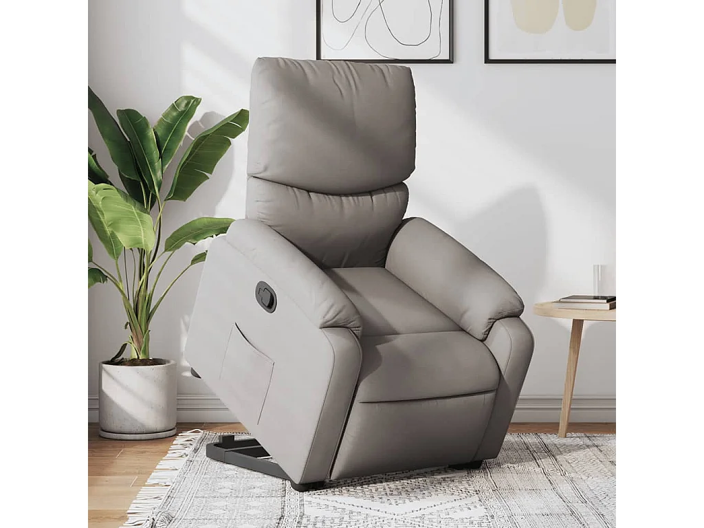 Sillón reclinable elevable tela gris taupe YOE88249