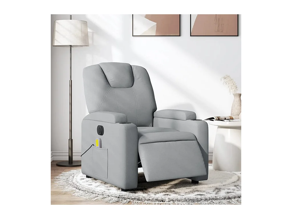 Fauteuil de massage inclinable électrique gris clair tissu REO65023