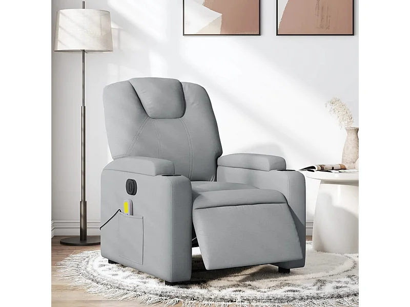 Fauteuil de massage inclinable électrique gris clair tissu REO65023