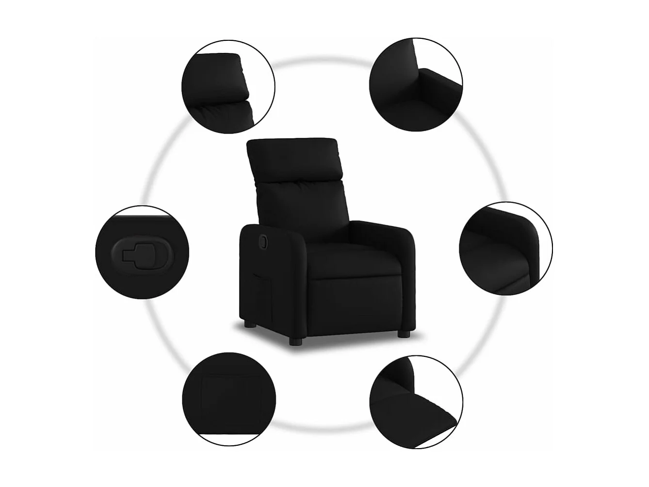 Fauteuil inclinable Noir Similicuir REO73559