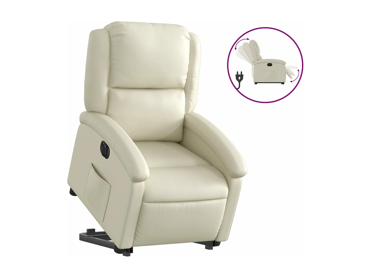 Fauteuil inclinable électrique crème similicuir REO42245