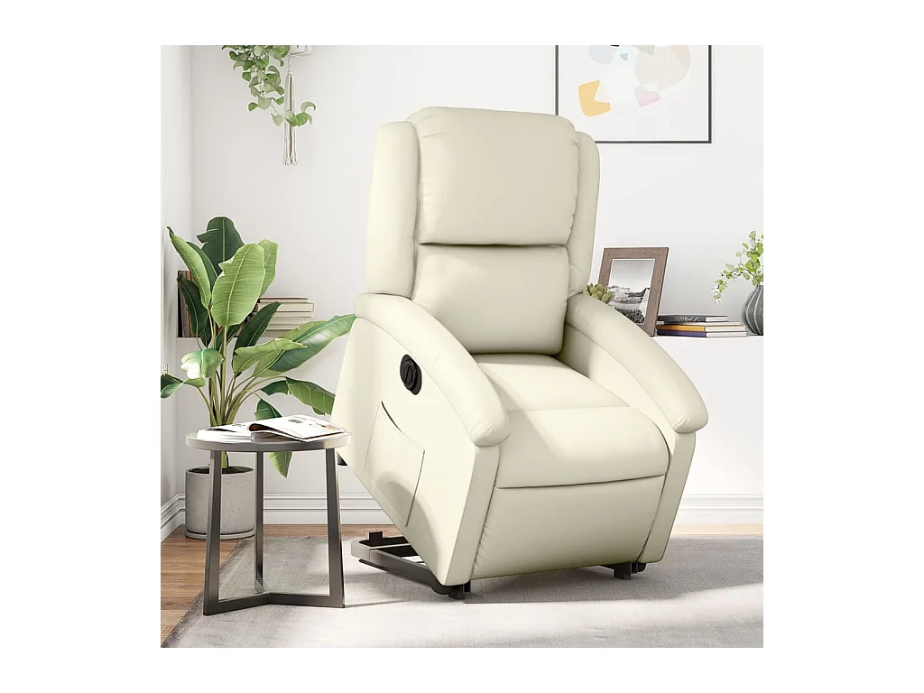 Fauteuil inclinable électrique crème similicuir REO42245