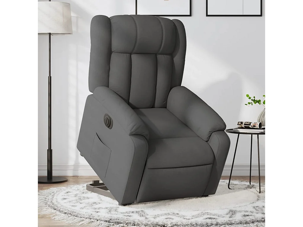 Fauteuil inclinable électrique gris foncé tissu REO34306