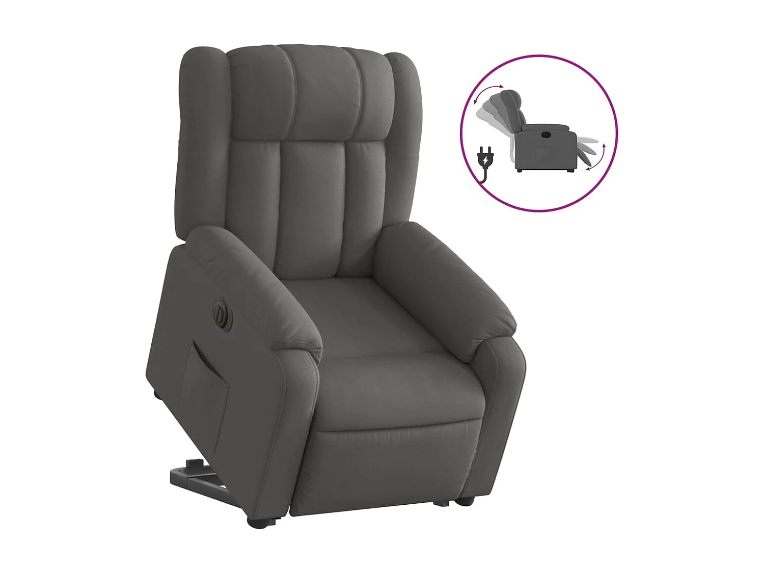 Fauteuil inclinable électrique gris foncé tissu REO34306