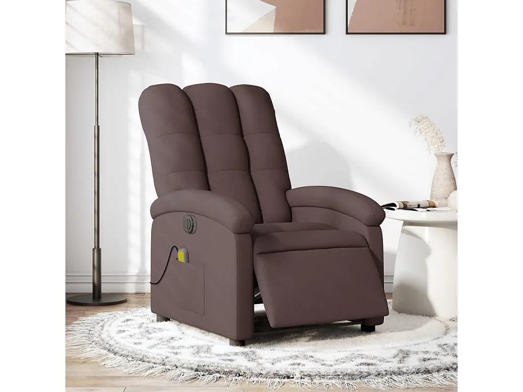 Fauteuil de massage inclinable électrique Marron foncé Tissu REO46607