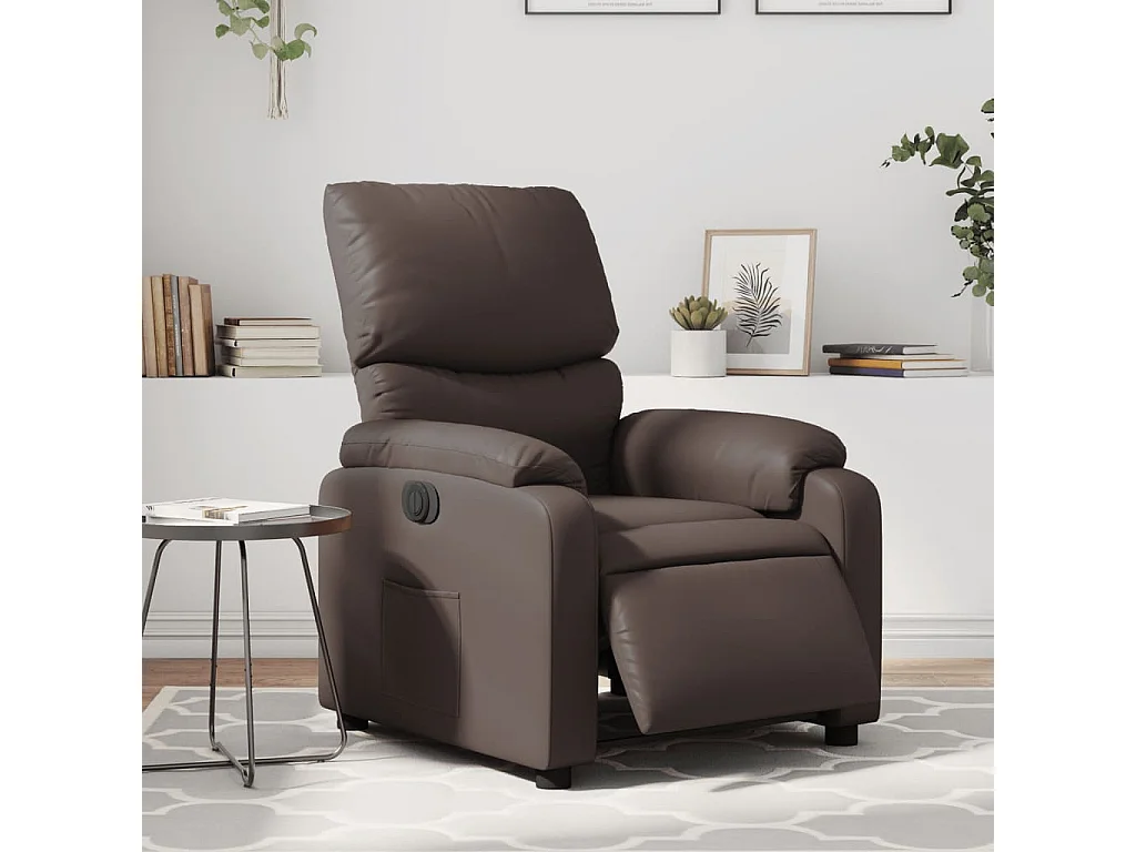 Fauteuil inclinable électrique Marron Similicuir REO57121