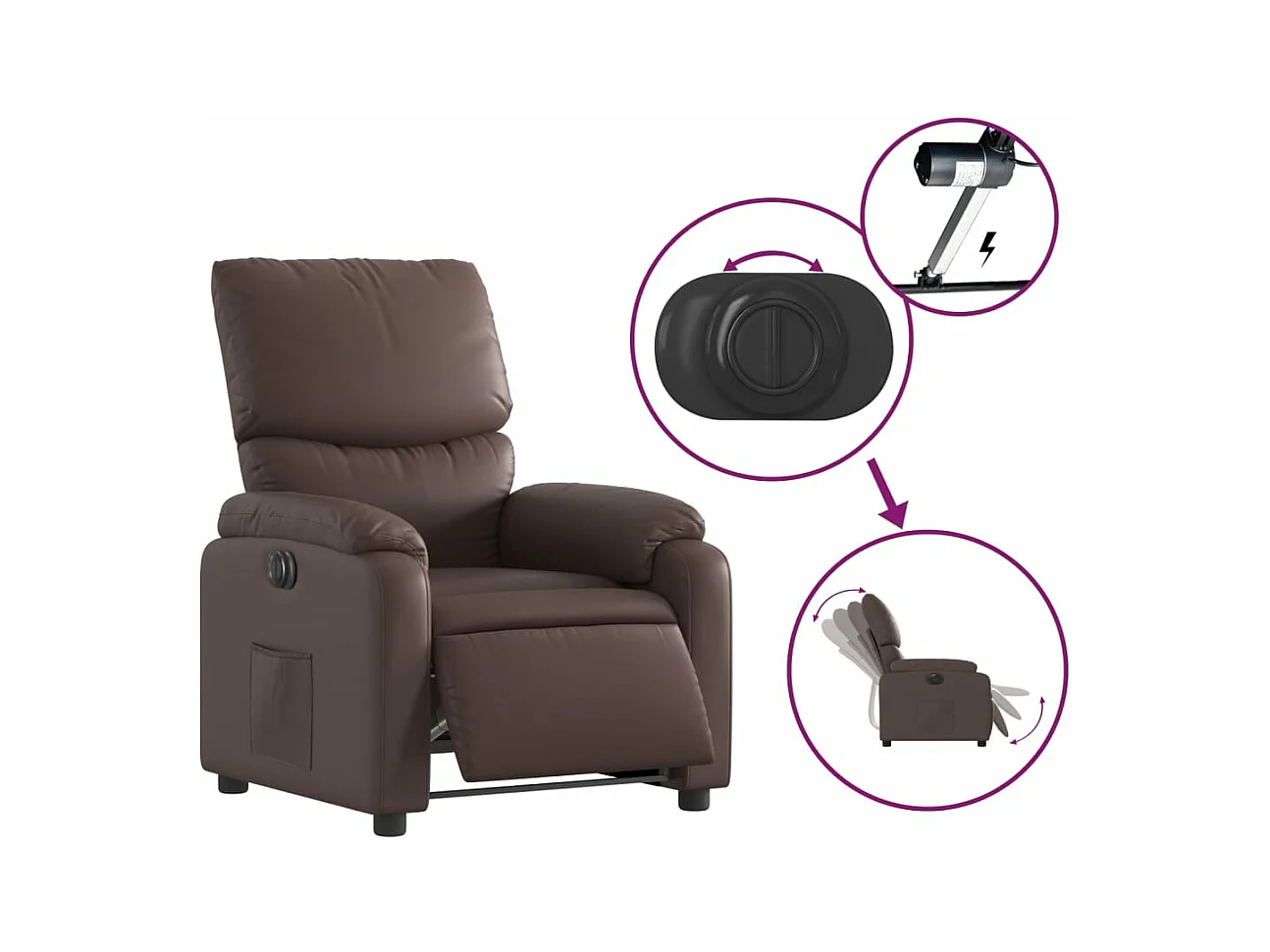 Elektrischer Relaxsessel | Massagesessel Braun Kunstleder -gkd231141