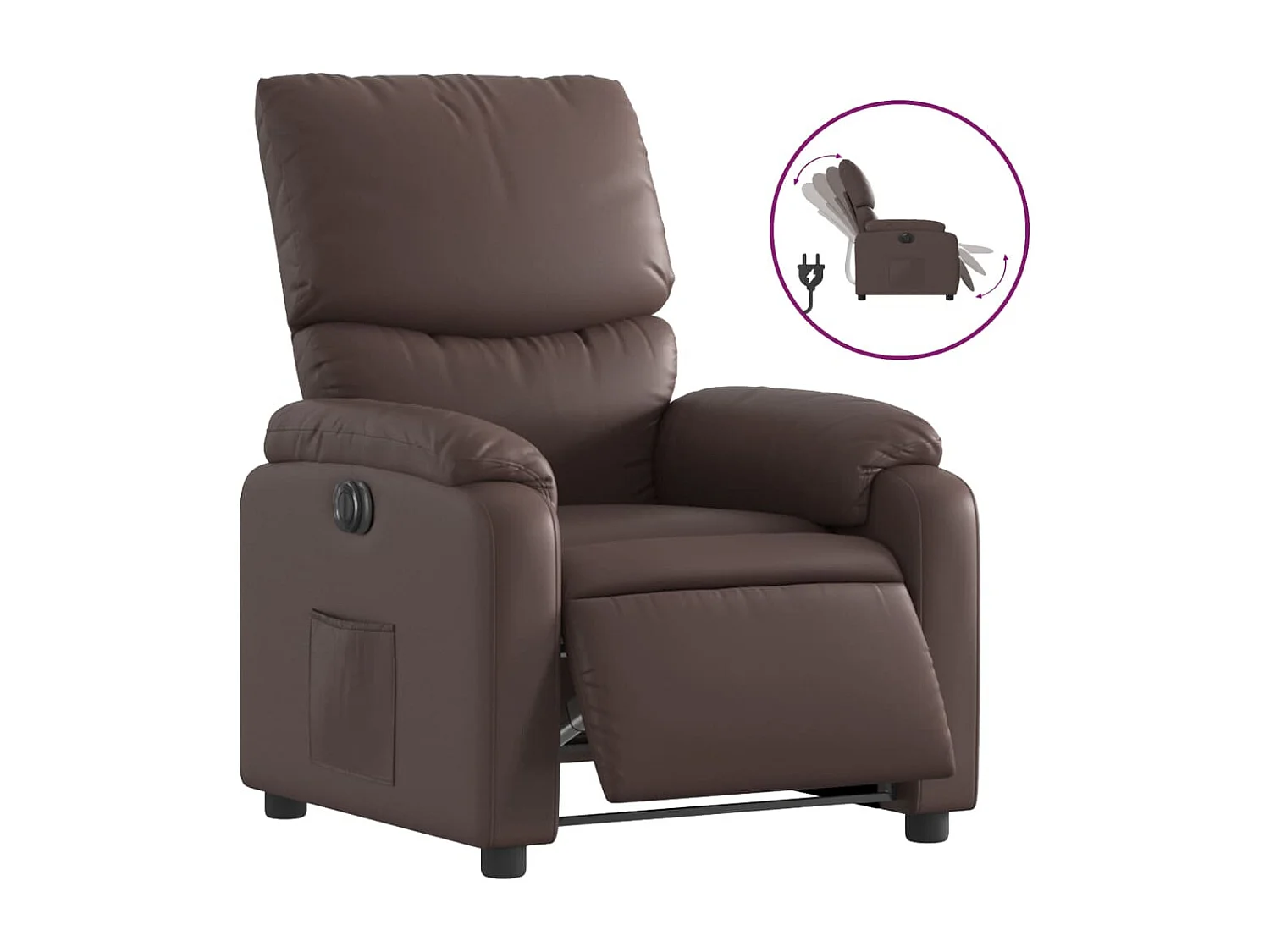 Fauteuil inclinable électrique Marron Similicuir REO57121