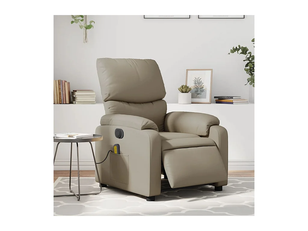 Fauteuil de massage inclinable électrique cappuccino similicuir REO12624