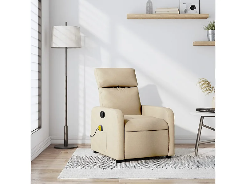 Sillón de masaje reclinable de tela crema YOE49879