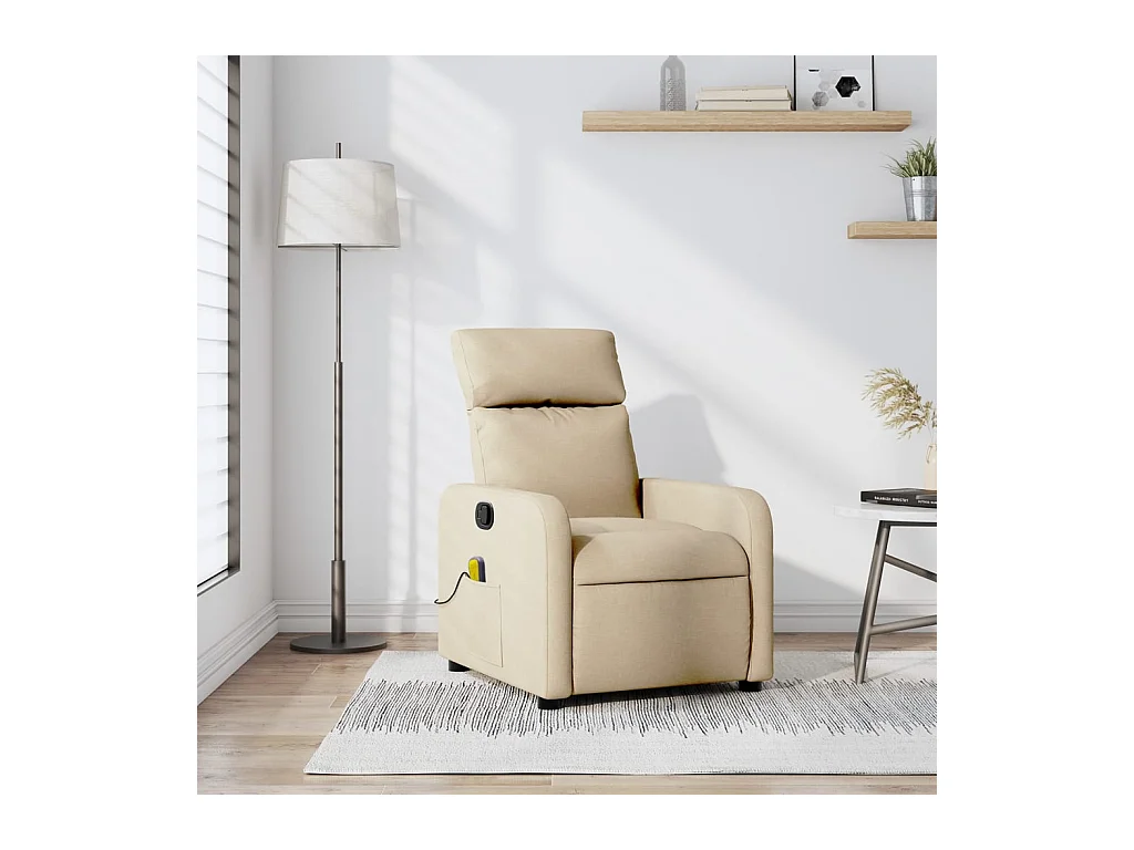 Sillón de masaje reclinable de tela crema YOE49879