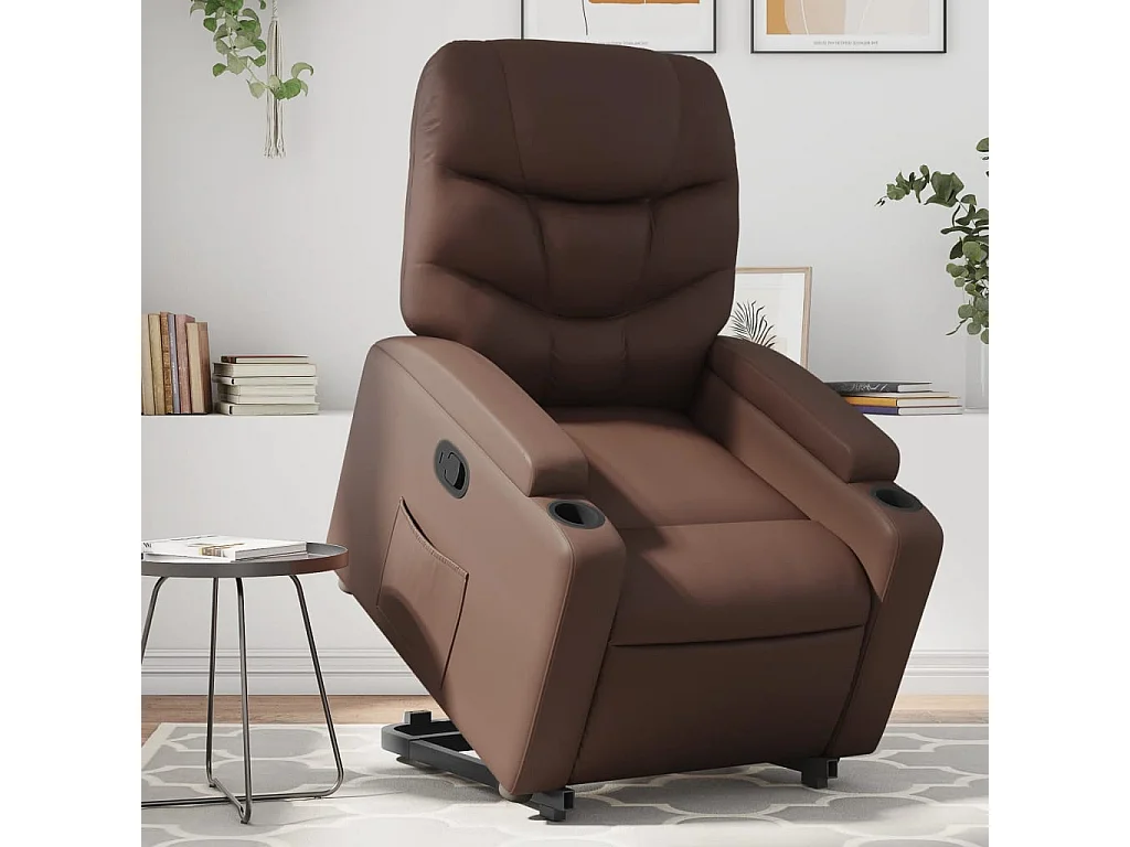 Fauteuil inclinable marron similicuir REO96819