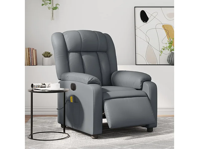 Fauteuil de massage inclinable électrique gris similicuir REO13018