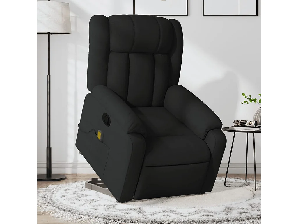 Sillón reclinable de masaje elevable tela negro YOE71298