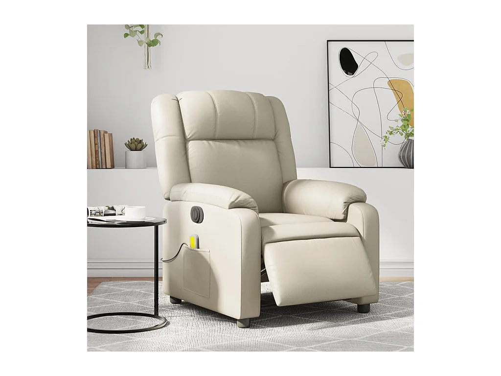 Fauteuil de massage inclinable électrique crème similicuir REO83555