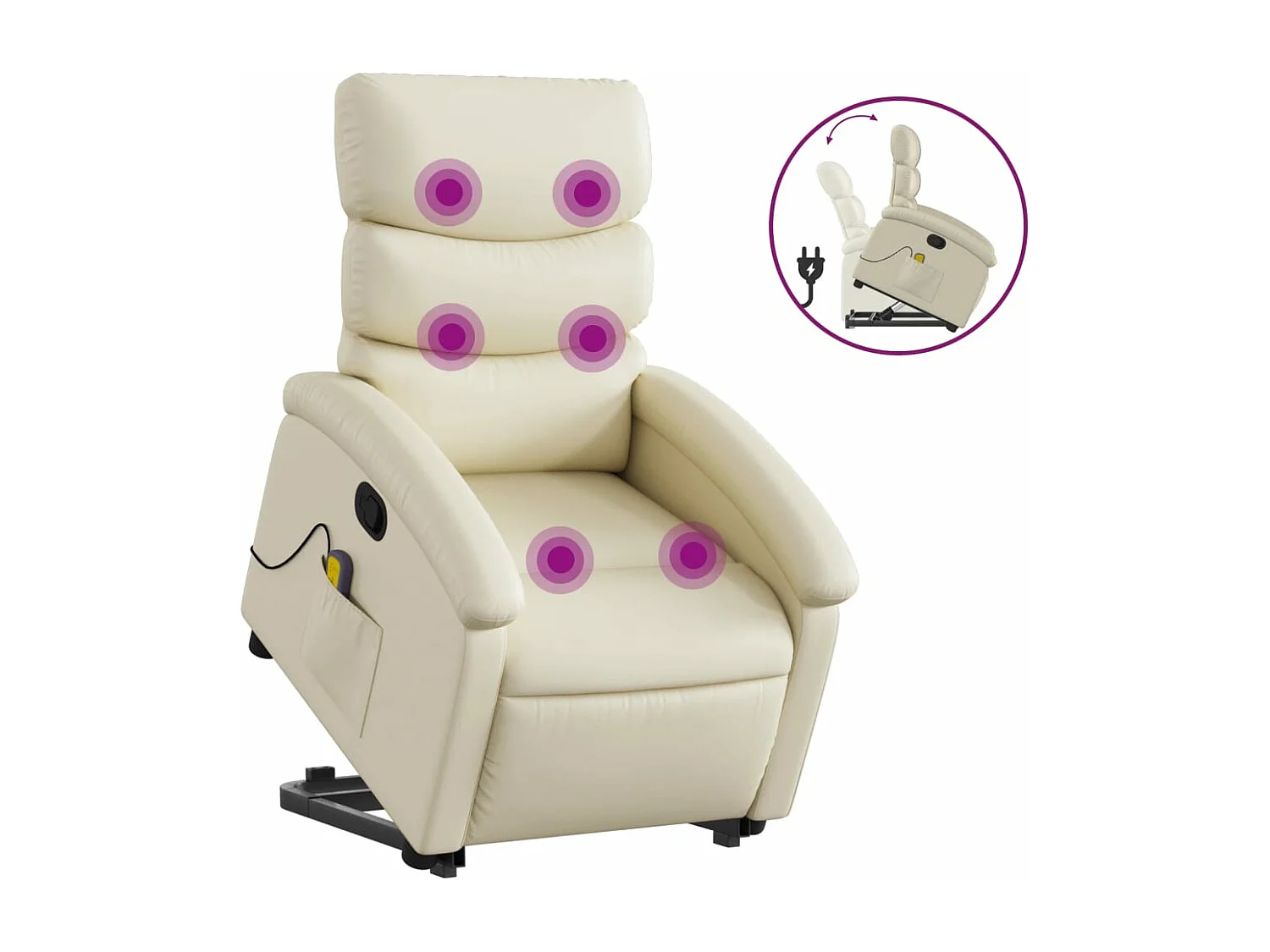 Sillón reclinable de masaje de pie cuero artificial color crema YOE14537