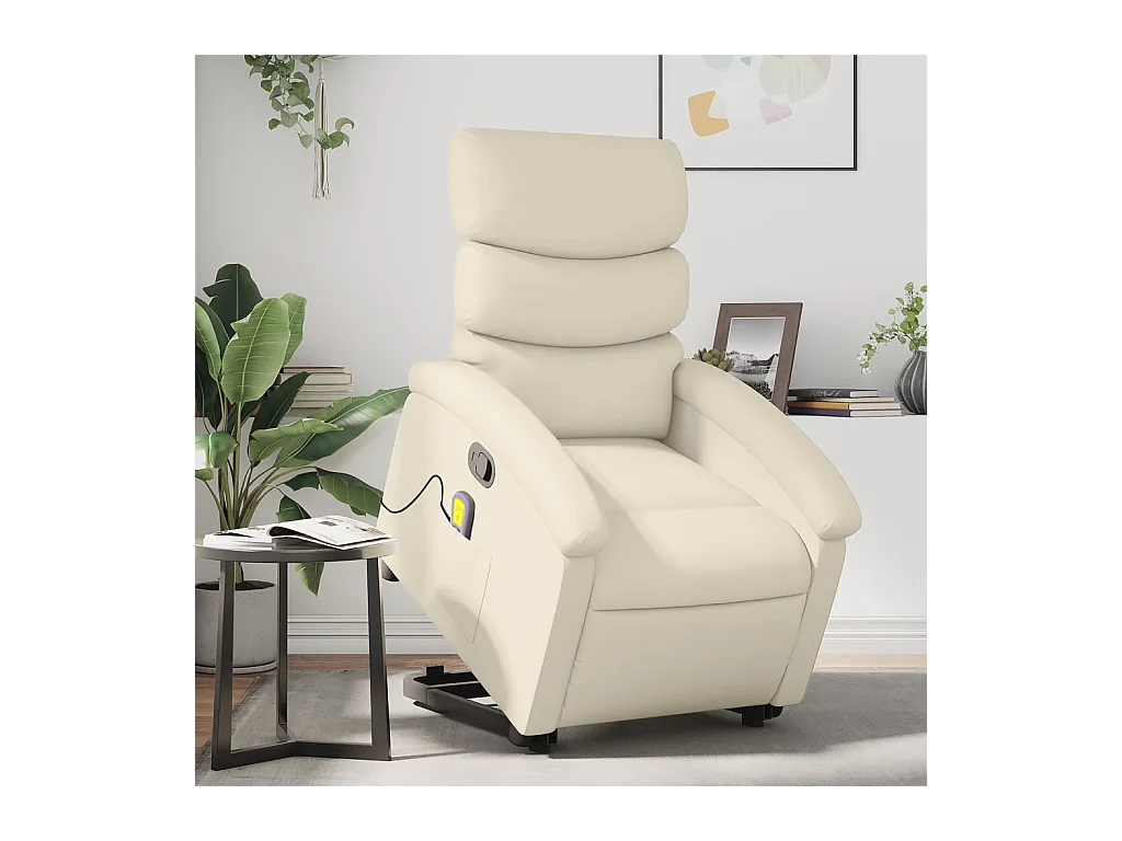 Fauteuil inclinable de massage Crème Similicuir REO74192