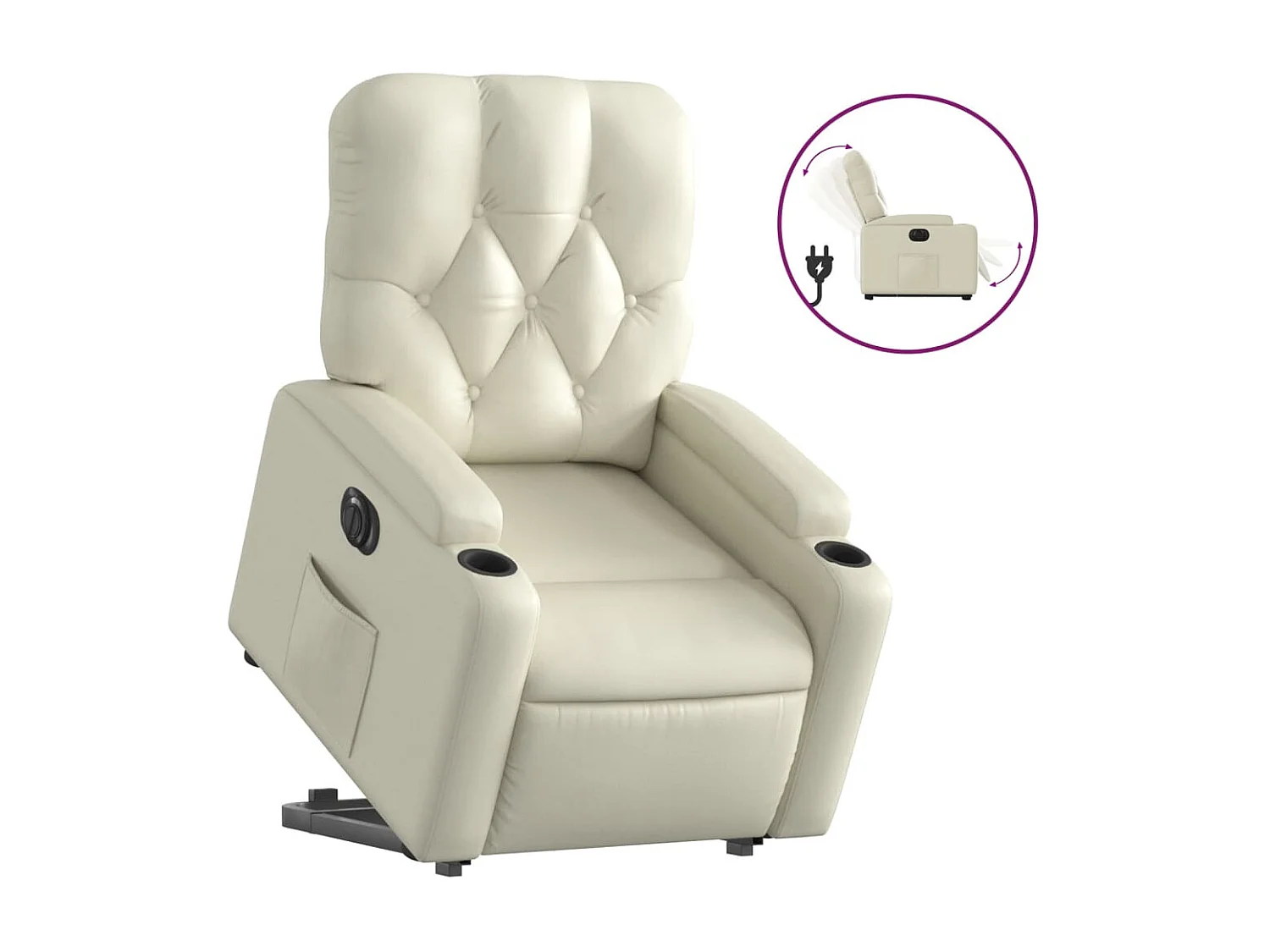 Fauteuil inclinable électrique crème similicuir REO71848