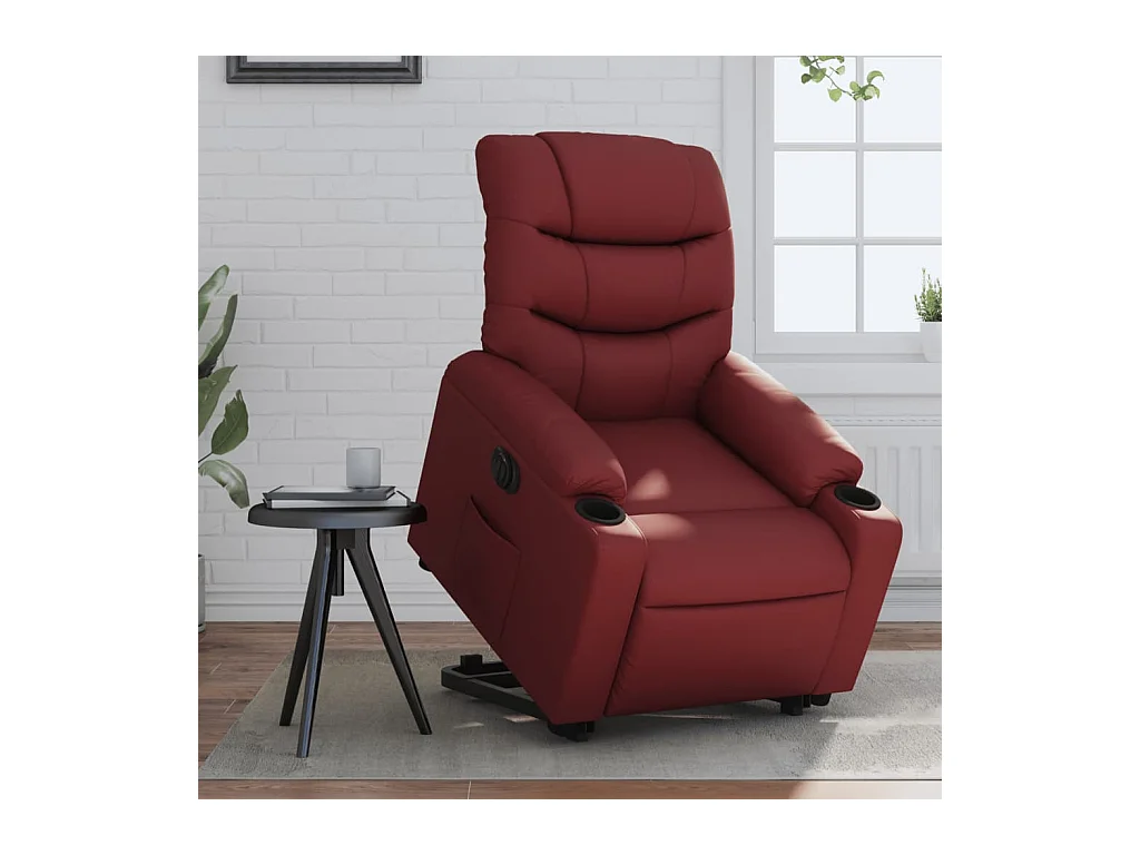 Fauteuil inclinable électrique rouge bordeaux similicuir REO67188
