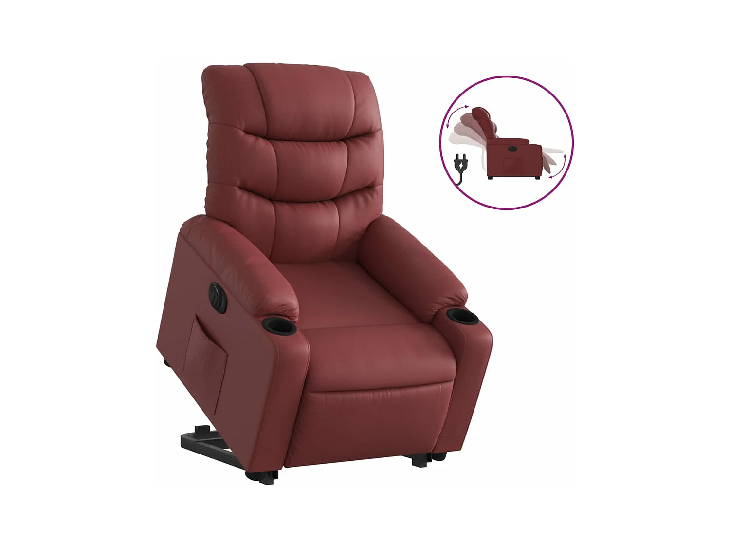 Fauteuil inclinable électrique rouge bordeaux similicuir REO67188