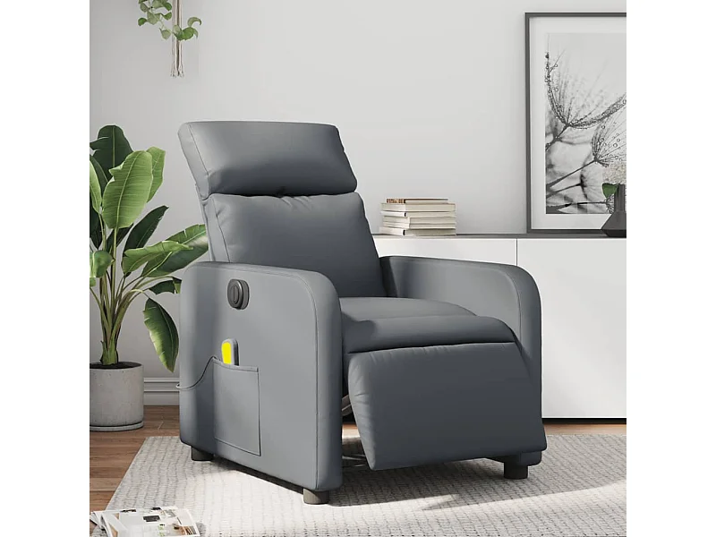 Fauteuil de massage inclinable électrique gris similicuir REO94385