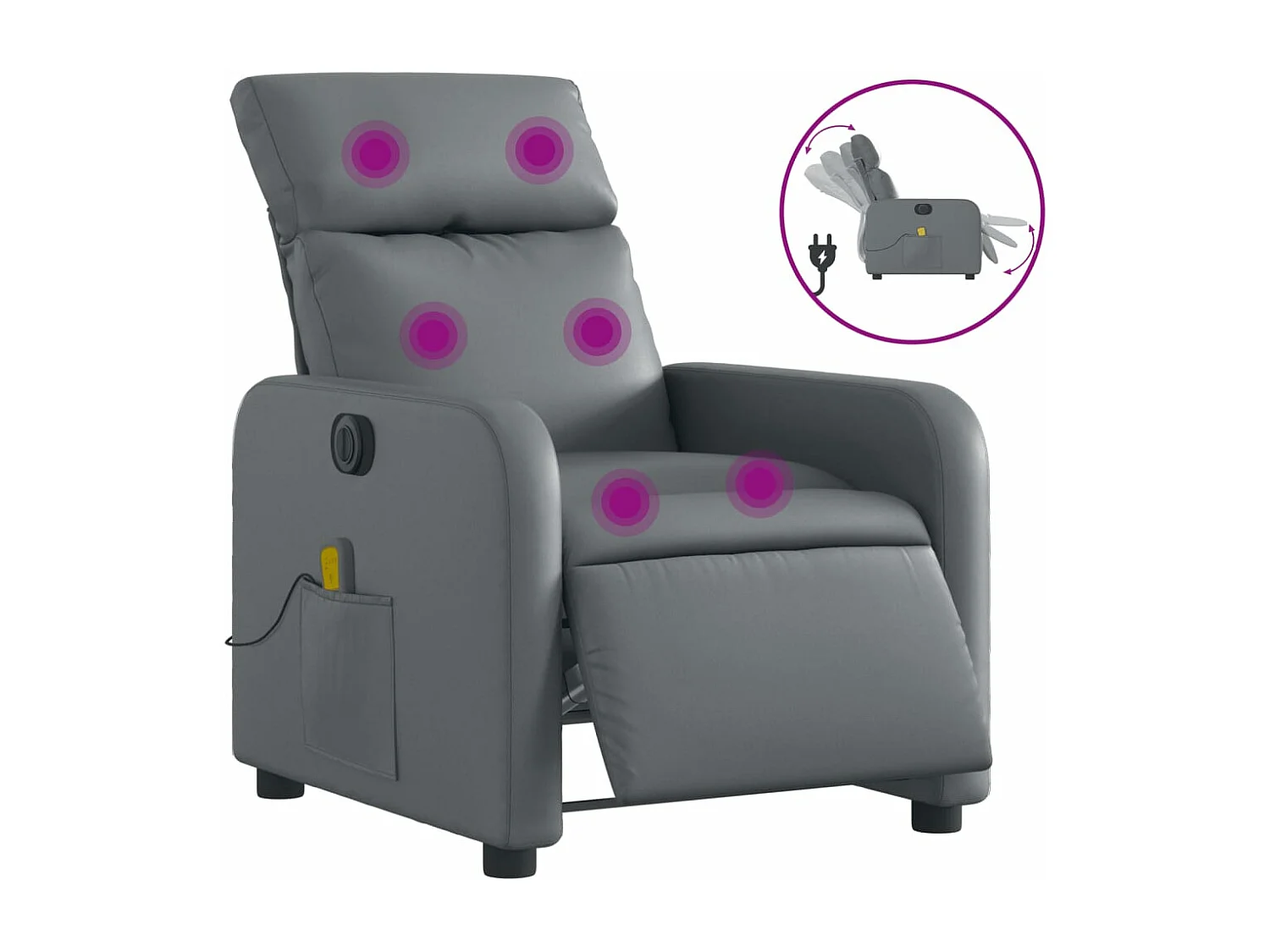 Fauteuil de massage inclinable électrique gris similicuir REO94385