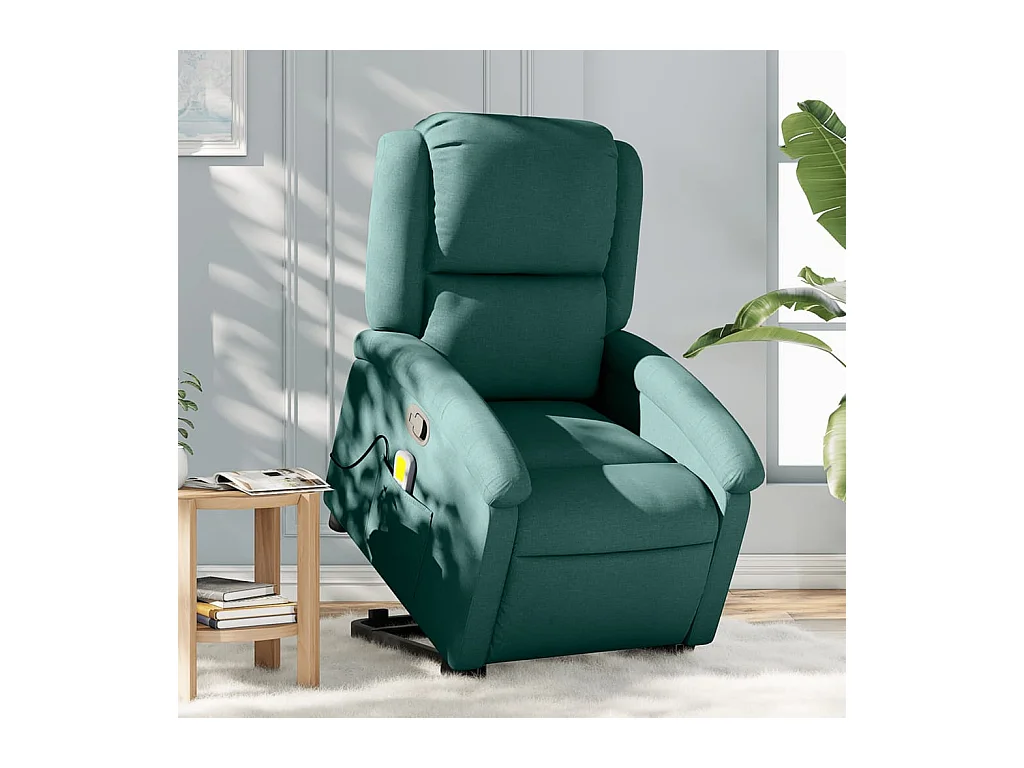 Silla de masaje reclinable de pie de tela verde oscura YOE94760