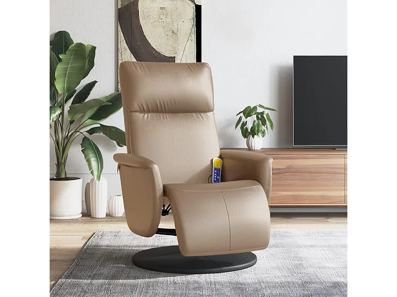 Fauteuil inclinable de massage repose-pieds cappuccino REO62704
