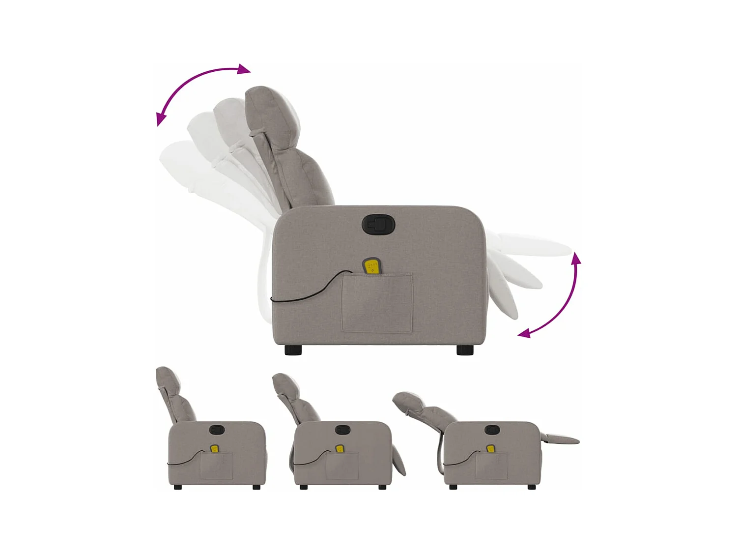 Sillón de masaje reclinable de tela gris taupé YOE73457